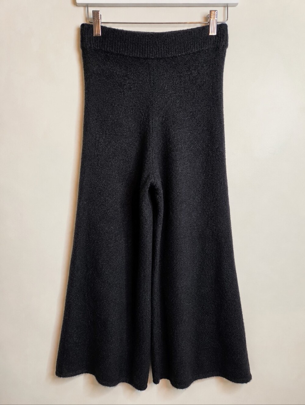 Rachel Zoe Black Boucle Knit Wide Leg Lounge Pants Size S